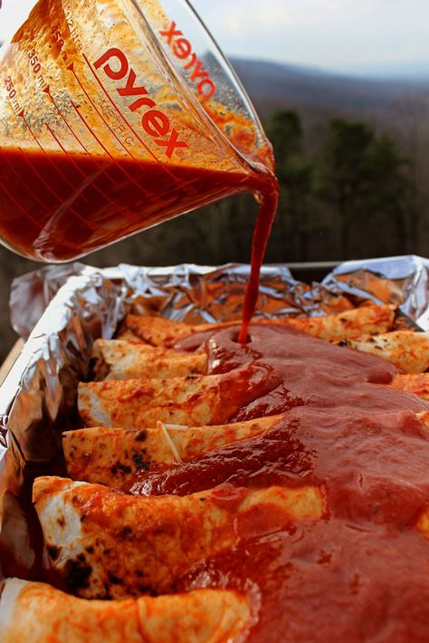 These homemade cheese and bean enchiladas are filled with beans and cheese then smothered in a robust enchilada sauce made from scratch. Brisket Enchiladas Recipe, Recipes With Enchilada Sauce, Brisket Enchiladas, Leftover Beef, Enchiladas With Green Sauce, Bean And Cheese Enchiladas, Beans And Cheese, Monday Recipes, Mountain Kitchen