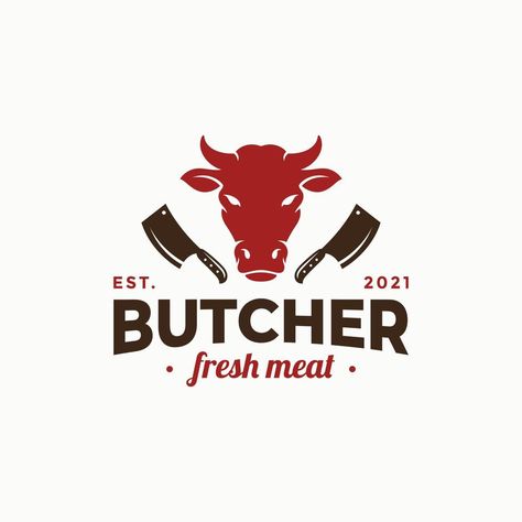 Butchery Branding, Butcher Logo Design, Butchery Logo, Butcher Shop Logo, Butcher Logo, Meat Logo, Tattoo Fish, Bull Images, Shop Vector