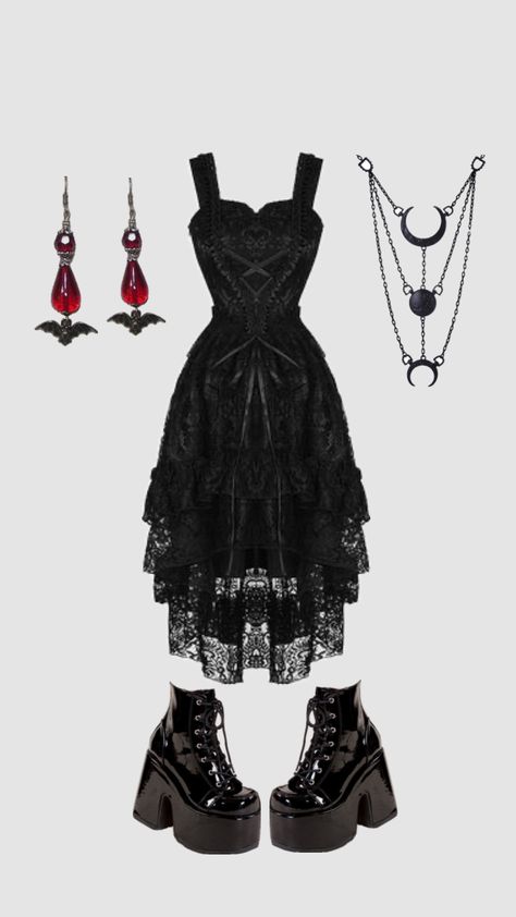 Gothic outfit inspo🖤🦇 #goth#gothic#outfitinspo#foryou#gothicoutfit Trad Goth Outfits, Gothic Outfit, Goth Outfit Ideas, Vampire Clothes, Aesthetic Outfit Ideas, Outfit Inspo Casual, Gothic Outfits, Goth Outfits, Cosplay Outfits