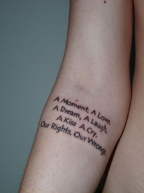 "A moment, A love, A dream, A laugh, A kiss, A cry, Our rights, Our wrongs" - The Temper Trap - "Sweet Disposition" lyrics Sweet Disposition Tattoo, Reckless Abandon, Sweet Disposition, House Mafia, Swedish House, Band Tattoo, Lovely Quote, Wedding Songs, Beauty Tattoos