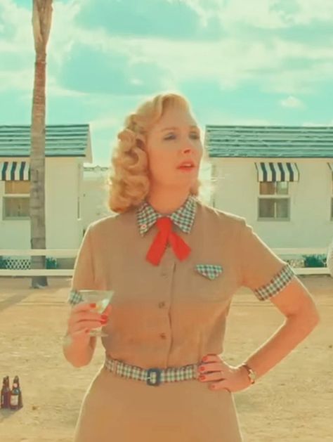 The Quirky 1950s Fashion in Wes Anderson's Asteroid City - Elemental Spot Asteroid City Outfits, Asteroid City, Pastel Palettes, Wes Anderson Films, The Royal Tenenbaums, Fashion Silhouette, Calf Length Skirts, Pastel Colour Palette, City Outfits