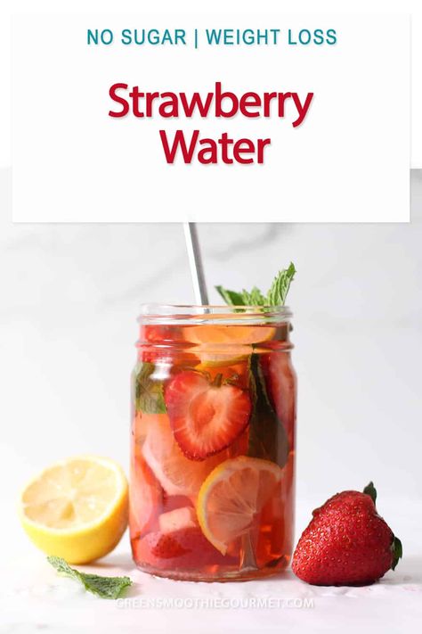 Strawberry and lemon water, or strawberry lemon water, is easy to make with lemon slices and mint leaves, no sugar, and is a beautiful glowing red color. In 35 minutes, you'll have a drink that is refreshingly hydrating, flushes toxins, improves skin tone and even boosts metabolism. Strawberry Lemon Water, Strawberry Flavored Water, Copycat Drinks, Strawberry Infused Water, Mint Detox Water, Yummy Summer Drinks, Lemon And Mint, Strawberry Water, Easy Punch Recipes