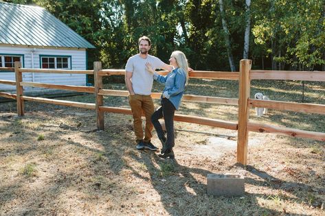 A Farmhouse Exterior Update - The Current State Of The House, Sports Court, And What Is Next - Emily Henderson Diy Split Rail Fence, Split Rail Fence Landscaping, Split Rail Fence Ideas, Split Rail Fencing, Farmhouse Backyard, Fence Options, Sports Court, Split Rail Fence, Farmhouse Landscaping