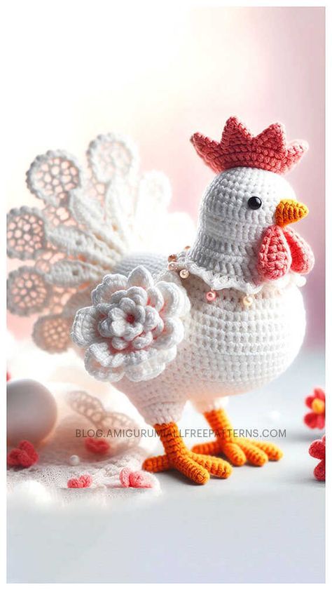 Crochet Chicken Amigurumi Free Pattern Crochet Rooster, Amigurumi Chicken, Chicken Crochet, Chicken Pattern, Crochet Chicken, Animals Pattern, Free Amigurumi Patterns, Yarn Tail, Crochet Animal Patterns