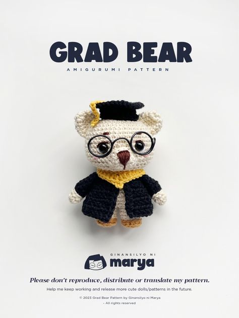 Amigurumi Graduation Free Pattern, Crochet Graduation Bear Free Pattern, Graduation Cap Crochet Pattern, Crochet Graduation Cap Free Pattern, Crochet Graduation Doll Free Pattern, Crochet Graduation Bear, Graduation Crochet Pattern Free, Graduation Crochet Ideas, Graduation Amigurumi