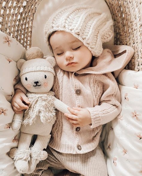 cuddle+kind’s Instagram photo: “Stay by my side, always.💛 Stella the polar bear feels so lucky to be in the arms of this precious little one.⁠ ⁠ We wish you could feel how…” Cuddle And Kind, Polar Bear Toy, Making Snow Angels, Making Snow, Hand Knit Doll, Big Knits, Snow Angels, Up North, Baby Bee