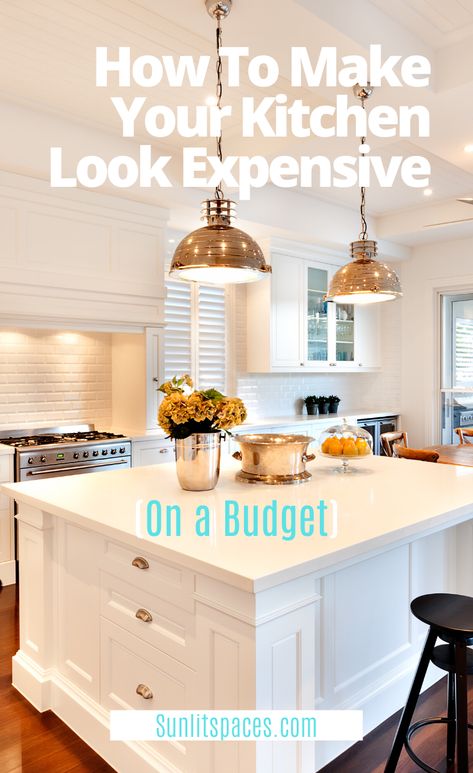 Make Cheap Cabinets Look Expensive, How To Make Kitchen Look Expensive, How To Make Your Kitchen Look Expensive, Cheap Kitchens, Cheap Diy Home Improvements, Easy Kitchen Updates, Cheap Kitchen Makeover, Cheap Cabinets, Kitchen Improvements