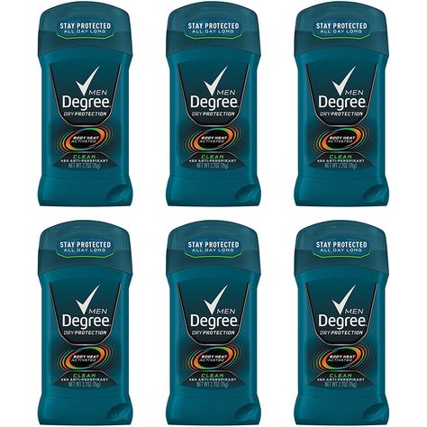 Degree Men Dry Protection Antiperspirant Deodorant, Clean, 2.7 oz, Pack of 6 #BeautyPersonalCare Degree Deodorant, Natural Shampoo Bar, Cheap Stores, Mens Deodorant, Antiperspirant Deodorant, Citrus Scent, Antiperspirant, Hemp Oil, Body Heat