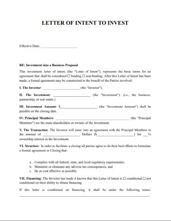 Letter of Intent to Invest — A Letter of Intent to Invest, Business Proposal Intent Letter, or Business Letter of Intent to Invest is used to present an initial business proposal to another party. Included in this letter is the proposed contribution for p Startup Funding, Letter Of Intent, Business Letter, Types Of Lettering, Contract Template, Business Investment, Business Proposal, Party Needs, A Letter