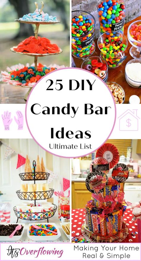 Diy Candy Buffet On A Budget, Small Candy Bar Ideas, Diy Sweet Table Birthday, Candy Table For Wedding Reception, Candy Buffet Tables Ideas, Candy Bar Buffet Ideas, Candy Snack Bar Ideas, Candy Buffet Tables Wedding, Candy Apple Display Ideas