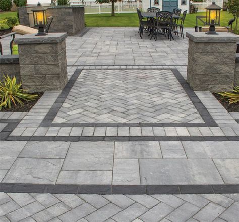 Design Gallery Cambridge Pavingstones - Outdoor Living Solutions with ArmorTec Paved Patio Ideas, Driveway Pavers Design, Paver Patios, Cambridge Pavingstones, Paving Pattern, Pavers Backyard, Paver Designs, Patio Pavers Design, Paving Design