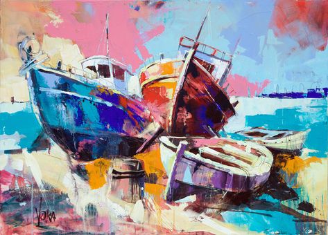 Voka Art, Spontaneous Realism, Marine Painting, Canvas Painting Tutorials, Boat Painting, Egyptian Art, Art Color, Art Club, Art Google