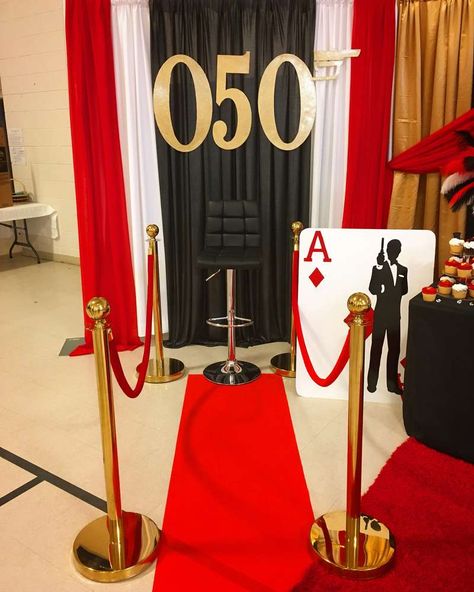 James Bond 050 Birthday Party Ideas | Photo 1 of 13 Bond Theme Party, James Bond Theme Party, Casino Royale Party Theme, Casino Birthday Party, Vegas Theme Party, James Bond Party, Casino Royale Theme, Casino Birthday, James Bond Theme