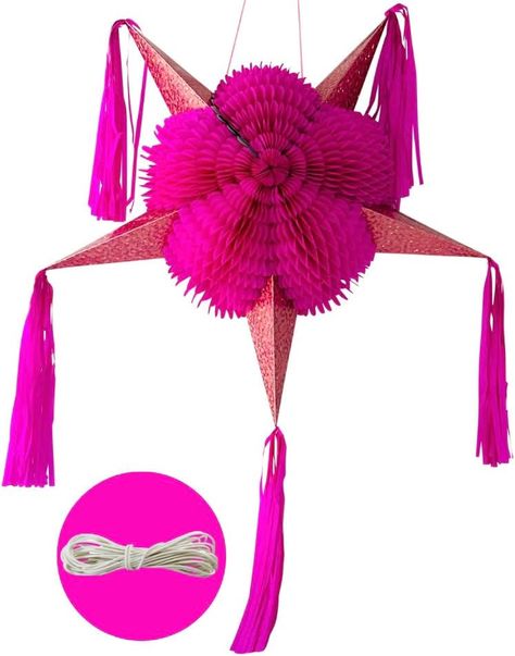 Extra Large Pink Mexican Star Barbie Pinata with 30 Ft Rope Included - Holds 3 Pounds of Pinata filler - 32 Inches Wide Piñata with Rose Gold Sparkling Star Cones - Barbie Birthday Decorations - Hot Pink Barbie Party Decorations Barbie Pinata, Bachelorette Party Balloon, Mexican Christmas Decorations, Barbie Party Decorations, Pinata Fillers, Mexican Candy, Bachelorette Party Supplies, Mexican Christmas, Rose Gold Sparkle