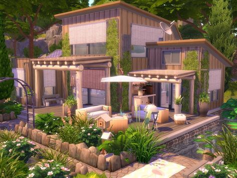 Sims 4 Eco House, British Cottage, Sims 4 House Building, Plans Architecture, Sims 4 House Design, Casas The Sims 4, Sims House Plans, Sims House Design, Wood House