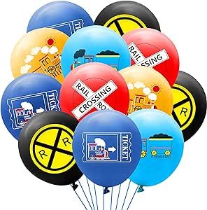 Train Balloons, Bouquet With Ribbon, Balloons Bouquet, Railroad Crossing, Dinosaur Balloons, Train Decor, Traffic Sign, Train Theme, Party Organization