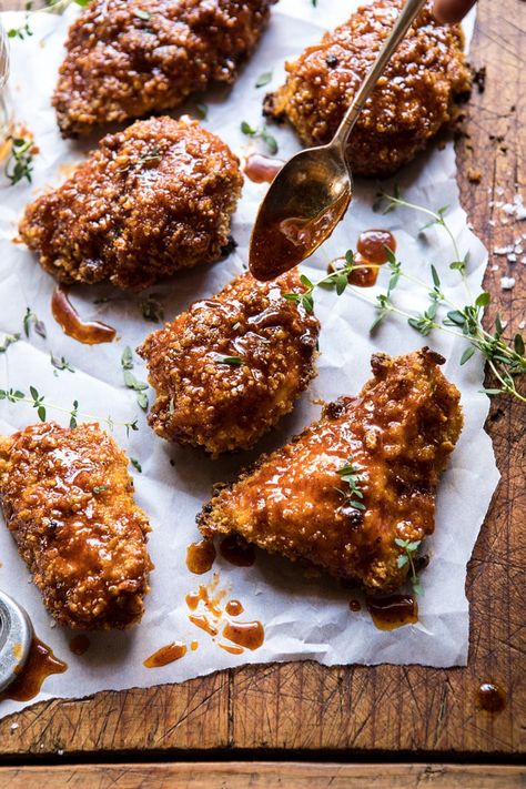 Oven Fried Southern Hot Honey Chicken | halfbakedharvest.com #chicken #healthy #recipes #easy Southern Potatoes, Popcorn Healthy, Mustard Recipes, Chicken Popcorn, Chicken Oven, Hot Honey Chicken, Half Baked Harvest Recipes, Chicken Baked, Nashville Hot Chicken