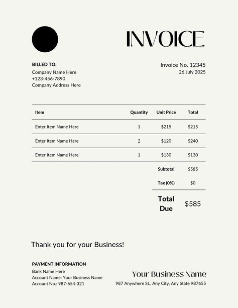 Invoice Template, Minimalist Invoice Design, Editable PDF Invoice Easily Converted to Word or Google Doc Business Documents Design, Sales Invoice Design, Minimal Invoice Design, Business Invoice Design, Free Invoice Template Download, Graphic Design Invoice Template, Business Document Design, Cute Invoice Design, Invoices Design