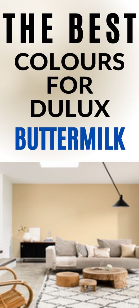 the best colours for Dulux buttermilk, featuring a living room with buttermilk walls - with yellow, golden undertones. Warm Bedroom Colors, Welcoming Kitchen, Dulux Paint Colours, Office Redesign, Double Height Living Room, Room Color Combination, Paint Themes, Tranquil Bedroom, Dulux Paint