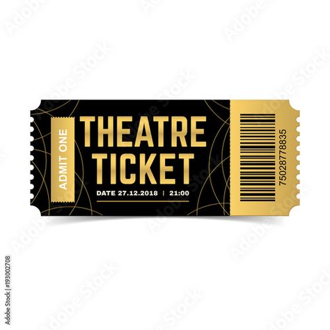 Stock Image: Vector black and gold theatre ticket isolated on white background. Luxury design template. Icon picture for website. Theatre Ticket, Gold Ticket, Eye Drawings, Background Luxury, Admit One Ticket, Theatre Tickets, Theater Tickets, Image Vector, Eye Drawing