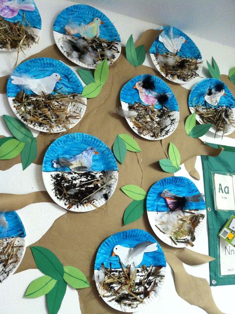 Bird Nest Craft, Project Paper, Preschool Art Projects, Bird Crafts, Paper Plate Crafts, Bird Theme, Kindergarten Art, Spring Art, Preschool Art