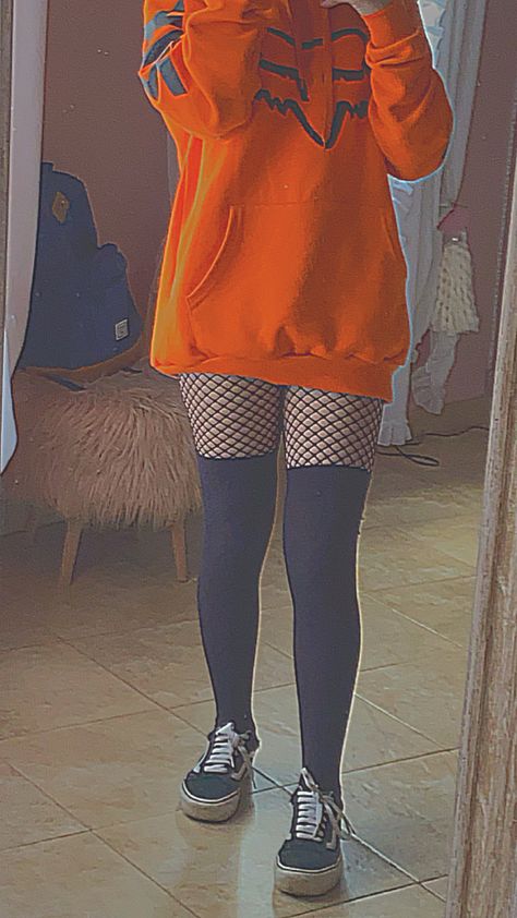 Fishnets Oversized Shirt, Hoodie And Stockings Outfit, White Thigh Highs Outfit, Shorts And Thigh Highs, Hoodie And Thigh High Socks, Thigh High Outfits Sock, Thigh Socks Aesthetic, Oversized Hoodie With Shorts, Thigh High Socks Outfit Grunge