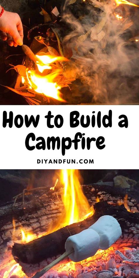 How to Build a Campfire, a simple guide for beginners on how to prepare for a campfire, the best wood to use, and keeping safe. How To Make A Campfire, How To Start A Campfire, Campfire Setup, Sawdust Fire Starters, Build A Campfire, Best Fire Starter, Homemade Fire Starters, Campsite Setup, Outdoor Camping Party