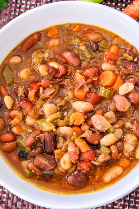 Perfect for busy days or cozy nights, this Instant Pot Bean Soup is a delicious solution for those seeking a hearty, and nourishing meal. Nine Bean Soup Recipe, 13 Bean Soup Crockpot, Instapot 15 Bean Soup Recipe, 13 Bean Soup Instant Pot, Instant Pot 15 Bean Soup, 13 Bean Soup Recipe, Instant Pot 15 Bean Soup With Ham Bone, Easy Comfort Food Dinners, Spinach Tortellini Soup