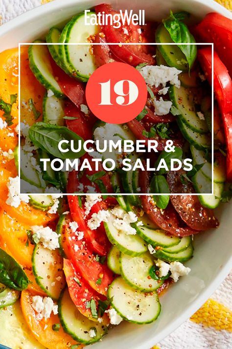 Cucumber Tomato Feta Salad, Gathering Recipes, Tomato Feta Salad, Vinaigrette Recipes Easy, Cucumbers And Tomatoes, Dressings Recipes, Cucumber And Tomato, Backyard Gathering, Super Salads