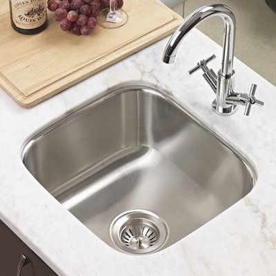 Houzer Club 17.94" L x 16.25" W Undermount Square Bar Sink Undermount Stainless Steel Sink, Bar Prep, Apron Sink Kitchen, Prep Sink, Undermount Sinks, Square Bar, Prep Kitchen, Single Bowl Kitchen Sink, Bar Sink