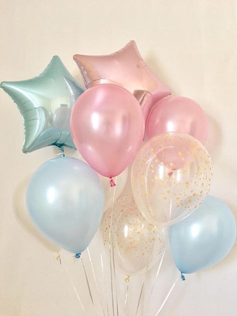 Pink And Blue Birthday Party Theme, How We Wonder What You Are, Pastel Pink And Blue Gender Reveal, Stars Gender Reveal Party, Sanrio Baby Shower Theme, How We Wonder What You Are Gender Reveal, Twinkle Little Star Gender Reveal Ideas, Confetti Spaghetti, Baby Shower Pink And Blue