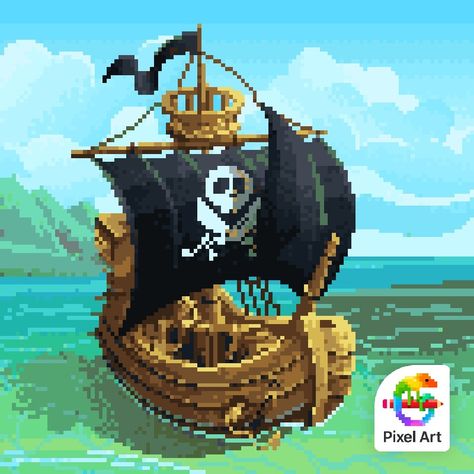 Pirates Cove, Ship Drawing, Nft Marketplace, Pixel Art Games, Pixel Art Design, Home Libraries, Digital Assets, Pirate Ship, Anime Character Design