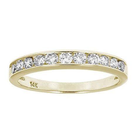 AGS Certified SI2-I1 1/2 CT Classic Diamond Wedding Band 14K Yellow Gold Size 7 Woman In Gold, Classic Wedding Band, Round Diamond Engagement Rings, Womens Wedding Bands, Diamond Hoop Earrings, Diamond Wedding Band, Channel Set, Anniversary Bands, Diamond Wedding Bands