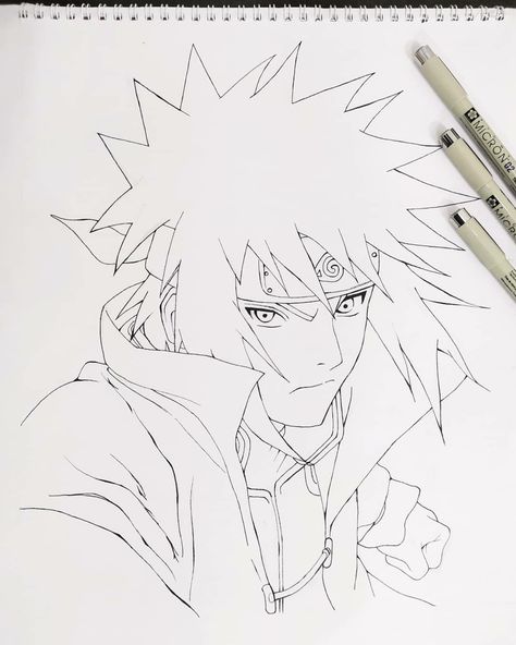 Minato Drawing Easy, Narotu Drawing, Minato Sketch, Minato Drawing, Easy Manga Drawings, Easy Manga, Micron Art, Manga Drawings, Minato Namikaze