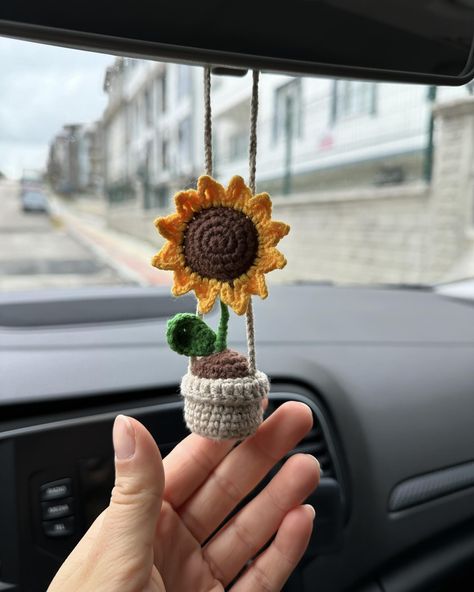 Crochet car hanging Crochet Car Hanging, Crochet Cute, Crochet Car, Rear View Mirror Decor, Flower Car, Car Gift, Car Hanging, Crochet Decoration, Car Gifts