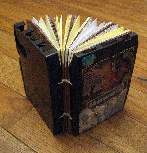 8-track book | 100% recycled, kickass! blogged here: coyotec… | Flickr Track Journal, Hazy Aesthetic, Hobbies Aesthetic, Record Crafts, 8 Track Tapes, Junk Yard, Collage Book, Music Ideas, Vhs Tape