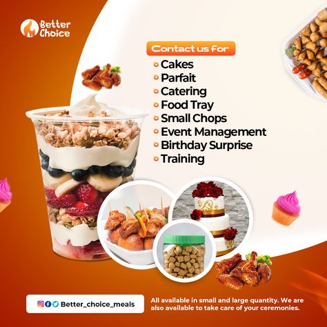 #foodflyer #foodsocialmediapost Parfait Logo Design, Catering Background Design, Fliers Design Flyers Food, Cake Flier Designs, Catering Graphic Design, Snacks Flyer Design, Food Flyer Background, Catering Fliers, Food Flyer Design Creative