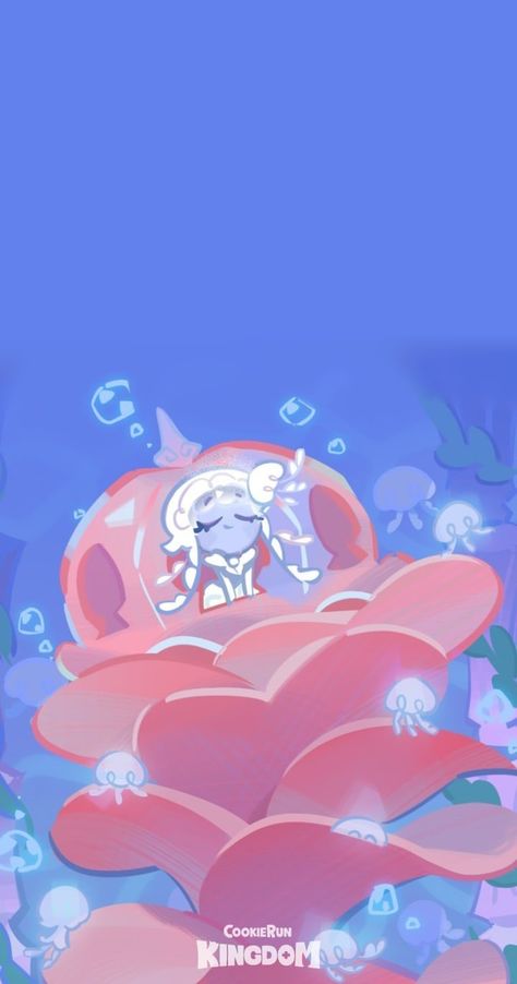 Frilled Jellyfish Cookie Wallpaper, Cookie Run Kingdom Wallpaper Phone, Cookie Run Wallpaper Iphone, Crk Wallpaper Iphone, Crk Wallpapers, Cookie Run Kingdom Wallpaper, Cookie Run Wallpaper, Jellyfish Cookie, Scrapbooking Pictures