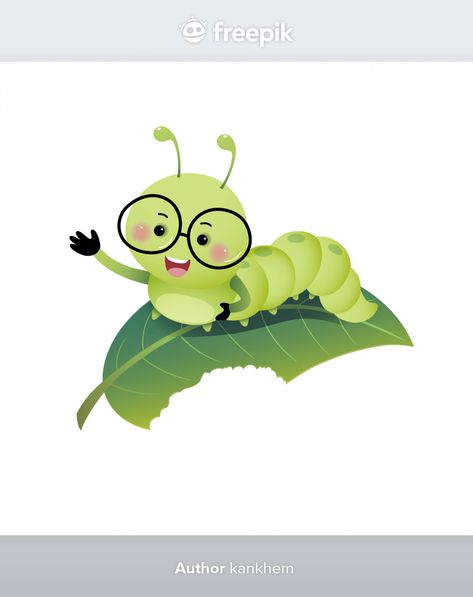 Cartoon Caterpillar, Girl Drawing Easy, Leaf Vector, Butterfly Books, Bee Painting, Diy Pencil, Illustration Cute, Fruit Illustration, Butterfly Drawing