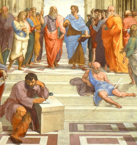 The School of Athens by Raffael Vatican Museum. The model for Socrates is believed to be Leonardo da Vinci Diogenes Of Sinope, Art History Timeline, Sistine Madonna, School Of Athens, Vatican Museums, Italian Painters, Unusual Art, Art Masters, Old Master