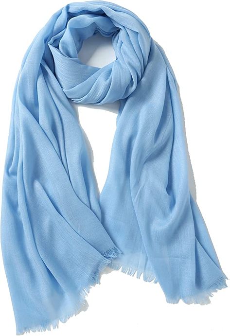 Jeelow Cotton Feel Scarf Shawl Wrap Soft Lightweight Light Travel Scarves Wraps For Men Women (Sky Blue) at Amazon Women’s Clothing store Light Blue Scarf, Blue Hijab, Blue Shawl, Travel Scarf, Light Travel, Uni Outfits, Cute Lazy Day Outfits, Lazy Day Outfits, Blue Scarf