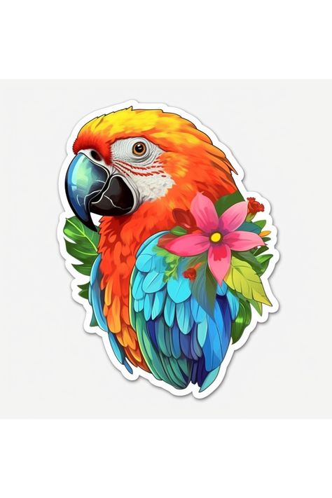 Your Parrot flowerhead sticker exudes vibrant and captivating beauty, with its vivid colors and intricate details that bring joy and a touch of nature's splendor to any setting. Kawaii Parrot, Parrot Cute, Kawaii Bird, Parrot Sticker, Parrot Cartoon, Cute Parrot, Nature Stickers, Bird Lover, Bird Pictures