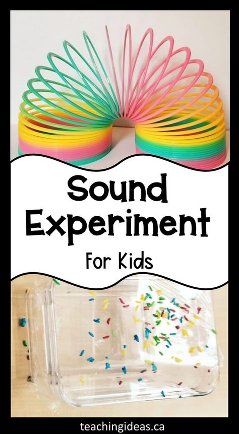 Curious how sound travels?  Try out this simple sound waves experiment for kids so they can understand how sound travels and how they hear.  #soundwaves #stem #stemactivitieselementary Science Of Sound Experiments, Waves Experiment, Treasured Vbs, Simple Stem Challenges, Activities For Kindergarten Children, Project Based Learning Elementary, Sound Experiments, Music Science, Senses Preschool