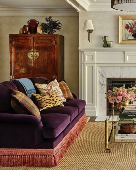 Samuel & Sons (@samuelandsons) • Instagram photos and videos Sofa With Fringe, Fringe Sofa, Sitting Room Sofa, Townhouse Living Room, Skirted Sofa, Classical Home, Pillows Design, Showroom Ideas, Samuel And Sons