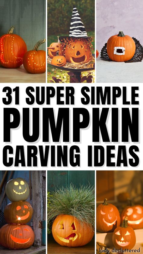 31 Super Simple Pumpkin Carving Ideas Best Pumpkin Carving Ideas, Best Pumpkin Carving, Diy Pumpkin Carving, Labu Halloween, Funny Pumpkin Carvings, Unique Pumpkin Carving Ideas, Cute Pumpkin Carving, Pumpkin Carving Contest, Pumpkin Carving Party