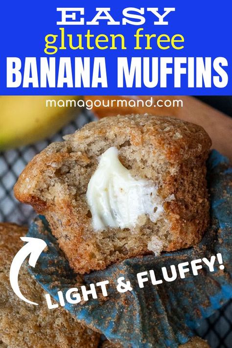 Gluten Free Desserts Cake, Gluten Free Banana Bread Muffins, Gluten Free Desserts Cookies, Gluten Free Muffin, Gluten Free Banana Muffins, Gluten Free Desserts Healthy, Gluten Free Bagels, Easy Gluten Free Desserts, Banana Muffin Recipe