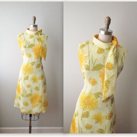 60s Floral Dress, Oc Clothes, Mad Men Dresses, Floral Dress Vintage, 60s Floral, 1960's Fashion, 1960s Dress, 60s Style, Floral Print Chiffon