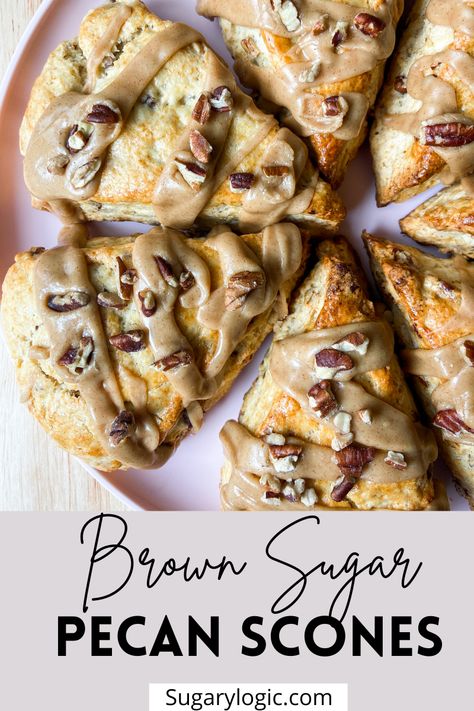 Pecan Scones, Breakfast Scones, Baking Scones, Hp Sauce, Scones Recipe Easy, Homemade Scones, Savory Scones, Brown Sugar Glaze, Breakfast Sweets