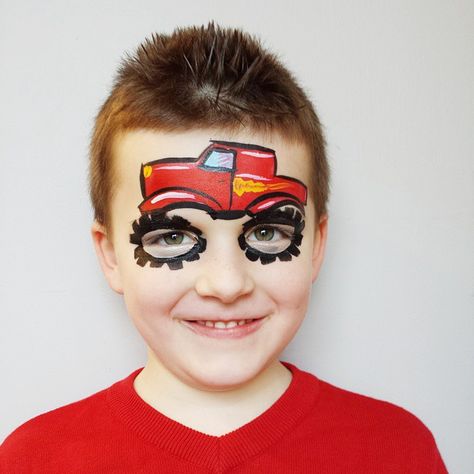 Monster truck facepaint #truckfacepaint #monstertruck #car #carfacepaint #fancifulfacepaint #facepaint #utahparties #utahblogger Face Painting Designs Creative, Face Painting For Boys, Blaze Birthday, Monster Truck Party, Face Painting Easy, Face Paintings, Facepainting Ideas, Boy Face, Face Painting Designs