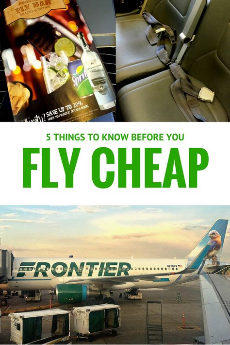 Looking for budget travel options? You might decide to save money by flying cheap. Here's 5 things to know before you book that low fare! Frontier Airline | Travel | Budget Frontier Airlines, Flying With Kids, Airline Travel, Travel Budget, Parenting 101, All I Ever Wanted, Interesting Ideas, Disney Life, I Want To Travel